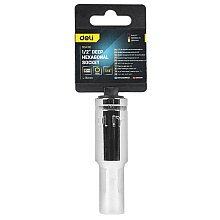 Головка торцевая шестигранная Deli YS EDQ4310 1/2", 10 мм , глубокая, серебристый