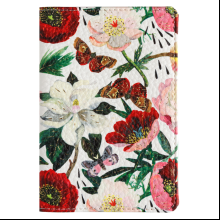 Обложка для паспорта "Flora. Пионы", кожзам., белый, красный
