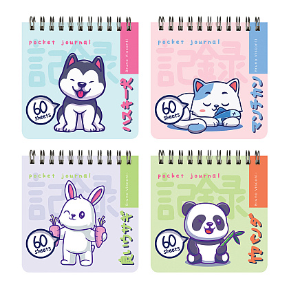 Блокнот "Pocket jounal. Kawaii animals", А6, 60 листов, в клетку, ассорти
