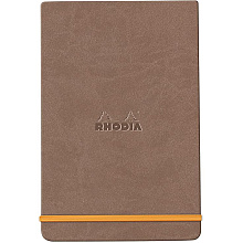 Блокнот "Rhodiarama Webnotepad" на резинке, A5, 96 листов, линейка, серо-коричневый