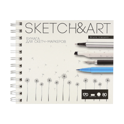 Скетчбук "Sketch&Art", 18х15.5 см, 170 г/м2, 80 листов, на спирали