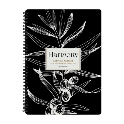 Тетрадь "Harmony ветка на черном", A4, 96 листов, клетка, спираль сбоку, черный
