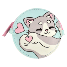 Кошелек "Влюбленный котик", голубой, серый