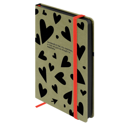 Книга записная "Сердца", А5, 120 листов, линейка, оливковый - 2