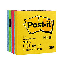 Бумага для заметок на клейкой основе "Post-it", 51x51 мм, 400 листов, ассорти, (9004777)