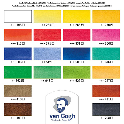 Набор акварельных красок "Van Gogh", 20 цветов, кюветы - 2