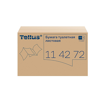 Бумага туалетная  Tellus Стандарт, TР3, листовая, 250 листов, 1 слой - 3