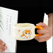 Кружка "Cat loves baking. Toast", керамика, 450 мл, бежевый, оранжевый