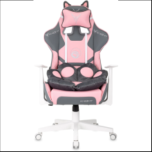 Кресло игровое Бюрократ Knight "Catzy", экокожа, пластик, серый, розовый