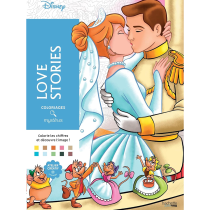 Раскраска по номерам на фрунцузском языке "Coloriages mystères Disney - Love Stories"