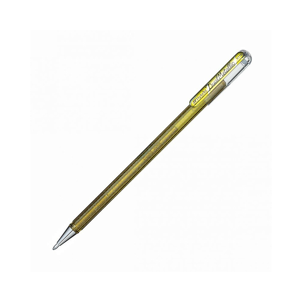 Ручка гелевая "Dual Metallic", 1.0 мм, золотистый, стерж. золотистый