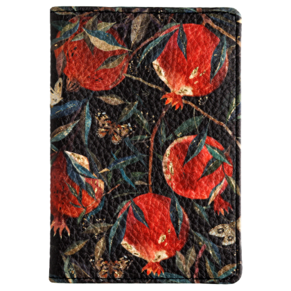 Обложка для паспорта "Flora. Гранат", кожзам., черный, красный - 2