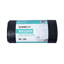Мешки для мусора ПНД "Cleanton", 12 мкм, 35 л, 25 шт/рулон
