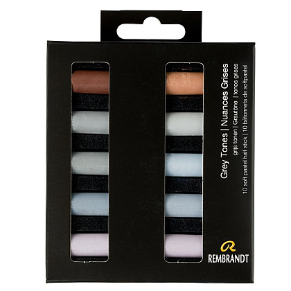 Набор мягкой пастели "Rembrandt Half Pastel", 10 цветов, серые тона