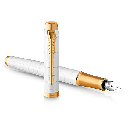 Ручка перьевая Parker "IM Premium Pearl GT", F, белый, золотистый, патрон синий - 2