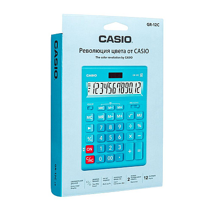 Калькулятор настольный Casio "GR-12", 12-разрядный, голубой - 2