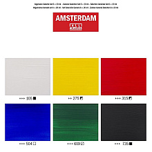 Набор красок акриловых "Amsterdam", 6 цветов, ассорти