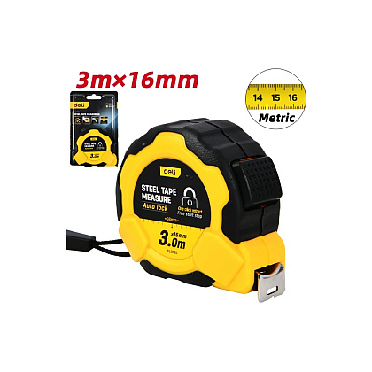 Рулетка Deli YS EDL3795, 3 м х 16 мм, желтый, черный - 2