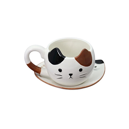 Чашка с блюдцем "Mr. Purr", 430 мл., керамика, белый