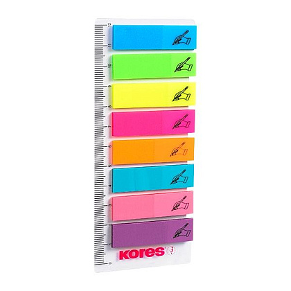 Закладки клейкие "Kores" с подписью, 12x45 мм, 200 шт, ассорти - 2