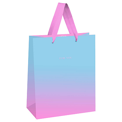 Пакет подарочный 18*23*10 см "Duotone. Light blue-Pink gradient", ламинированный