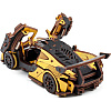 Конструктор 3D "Гоночный автомобиль", деревянный, желтый - 3