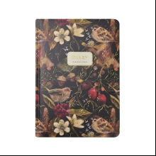 Ежедневник недатированный "Flora. Воробей", А5, 240 страниц, черный