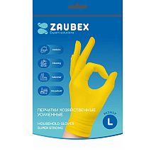 Перчатки латексные хозяйственные "Zaubex", усиленные, р-р L, желтый