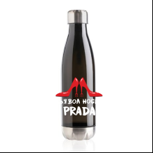 Бутылка для воды "Дьявол носит Prada", 500 мл, пластик, нержавеющая сталь, черный, серебристый