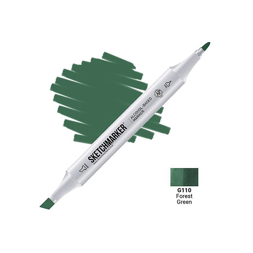 Маркер перманентный двусторонний "Sketchmarker", G110 зеленый лес