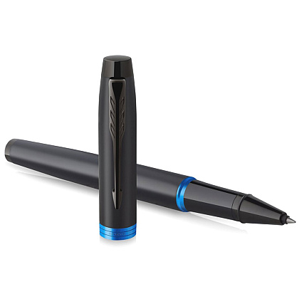 Ручка-роллер Parker "IM Vibrant Rings T315 Marine Blue PVD", 0,5 мм, черный, синий, стерж. черный - 3