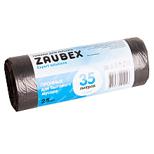 Мешки для мусора ПНД "Zaubex", 6 мкм, 35 л, 25 шт/рулон, черный