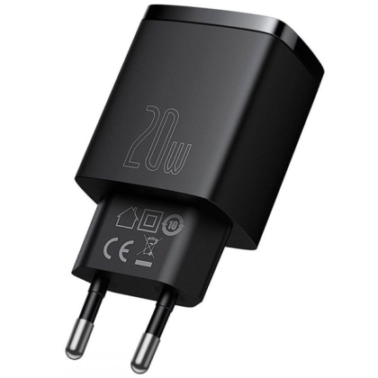 Сетевое зарядное устройство Baseus "CCXJ-B01", Compact Quick Charger USB+Type-C 20W, черный - 2