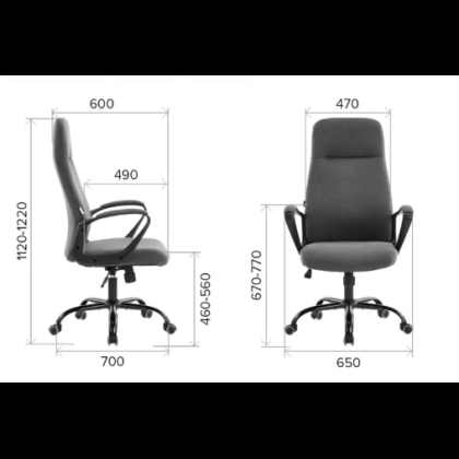 Кресло компьютерное EVERPROF Smart, ткань, черный, металл, корпус черный - 7