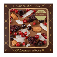 Шоколад молочный "Ежевика, кокос, миндаль", 75 гр