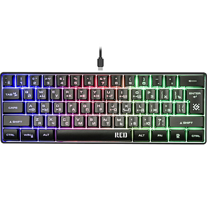 Клавиатура Defender "Red GK-116 RU", USB, проводная, радужная подсветка, черный