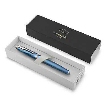 Ручка перьевая Parker "IM Premium Blue Grey CT", F, голубой, серебристый, патрон синий - 4