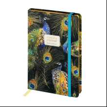 Еженедельник недатированный "Fauna. Павлины", А5, 144 страниц, линованный, черный, зеленый