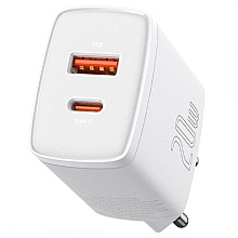 Сетевое зарядное устройство Baseus "CCXJ-B02", Compact Quick Charger USB+Type-C 20W, белый