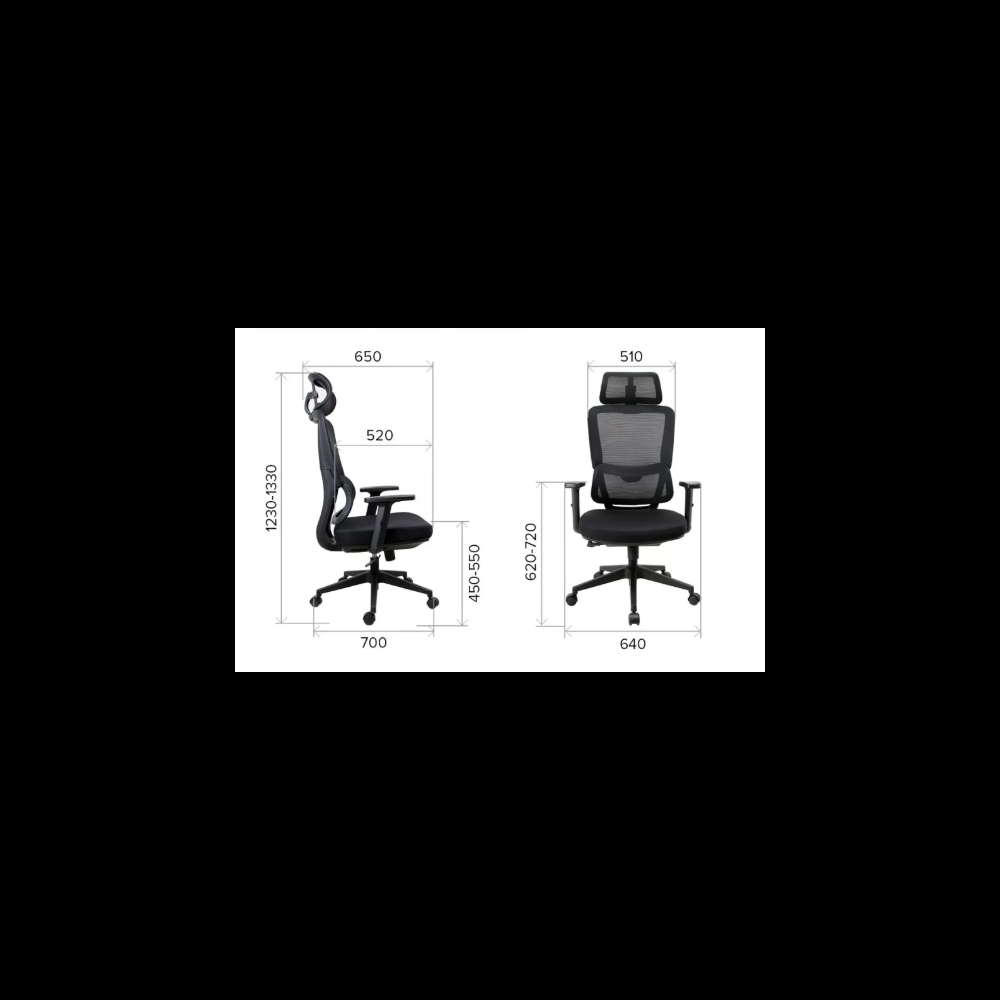 Кресло компьютерное EVERPROF Work, сетка, черный, пластик - 6