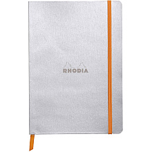 Блокнот Clairefontaine Rhodia "Rhodiarama", A5, 80 листов, линейка, серебряный
