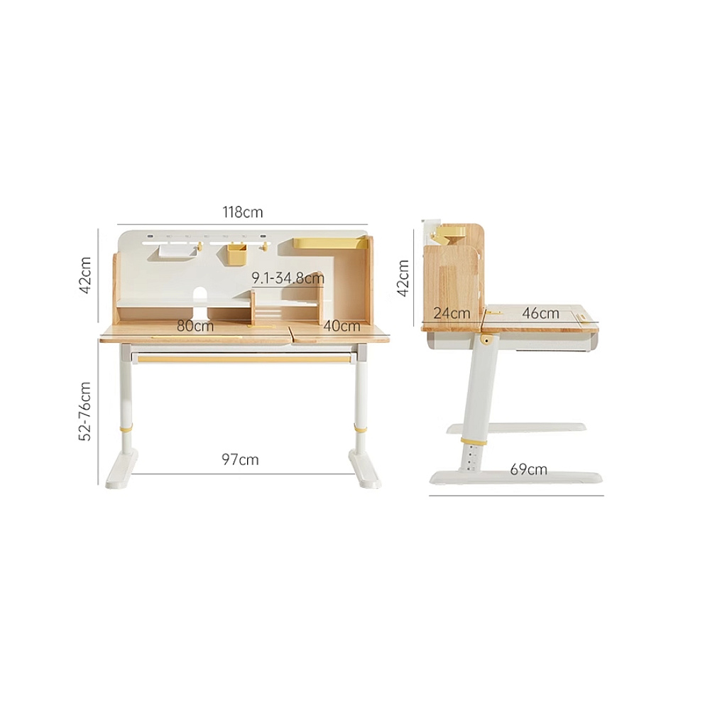 Стол Ergosmart регулируемый Galleon, 1200х700х(520-760) мм, гевея, с книжной полкой - 20