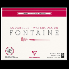 Блок-склейка бумаги для акварели "FONTAINE", 24x30 см, 300 г/м2, 25 листов
