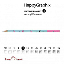 Карандаш чернографитный "HappyGraphix. Фламинго", HВ, без ластика, голубой, розовый