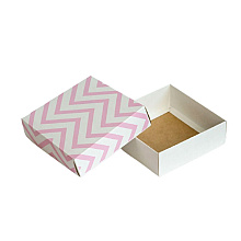 Коробка подарочная "Зигзаг", 12x12x4 см, розовый, белый