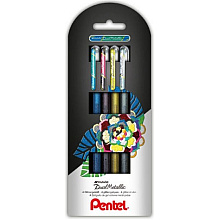 Набор ручек гелевых "Pentel Dual Metallic", 4 шт, ассорти