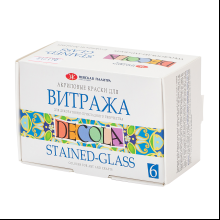Краска акриловая для витража "Декола", набор 6 цветов, 20 мл, банки