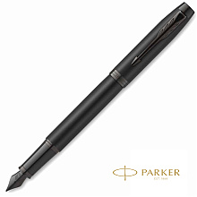 Ручка перьевая "Parker IM Achromatic", F, черный, патрон синий