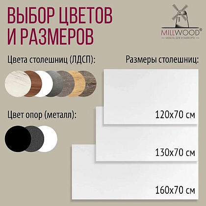 Стол письменный Millwood Лофт Сиэтл (ДТ-5), 1600х700 мм, белый - 10