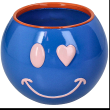 Кашпо "Smiley", полистоун, синий